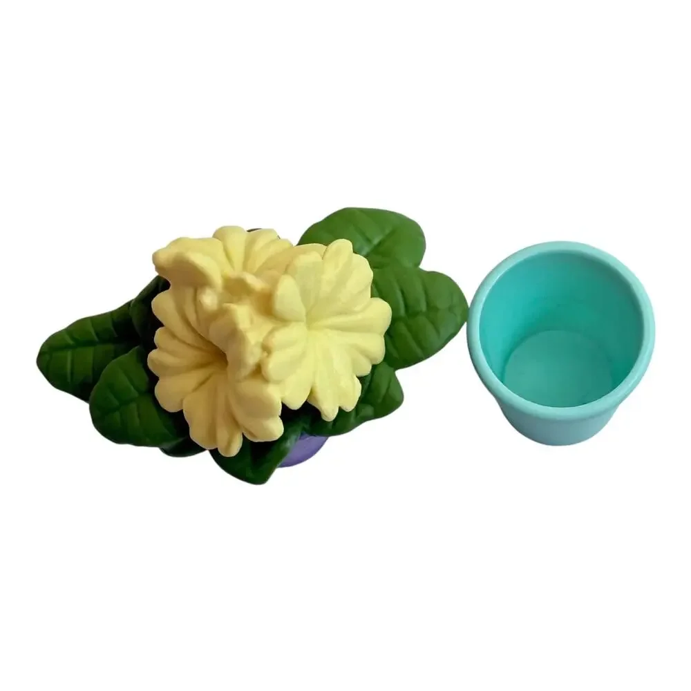 American Girl Garden FLOWER & PLANT POT Yellow Turquoise Blue 2pc Accessory Set